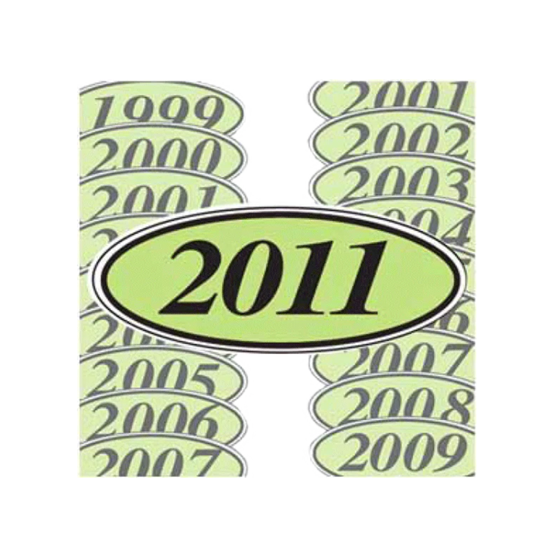 Yellow And Black Oval Year Model Signs-12/Pk